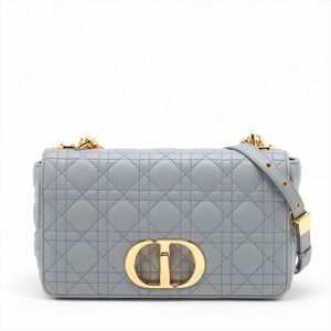 Christian Dior Montaigne Leather Chain Shoulder Bag Gray
